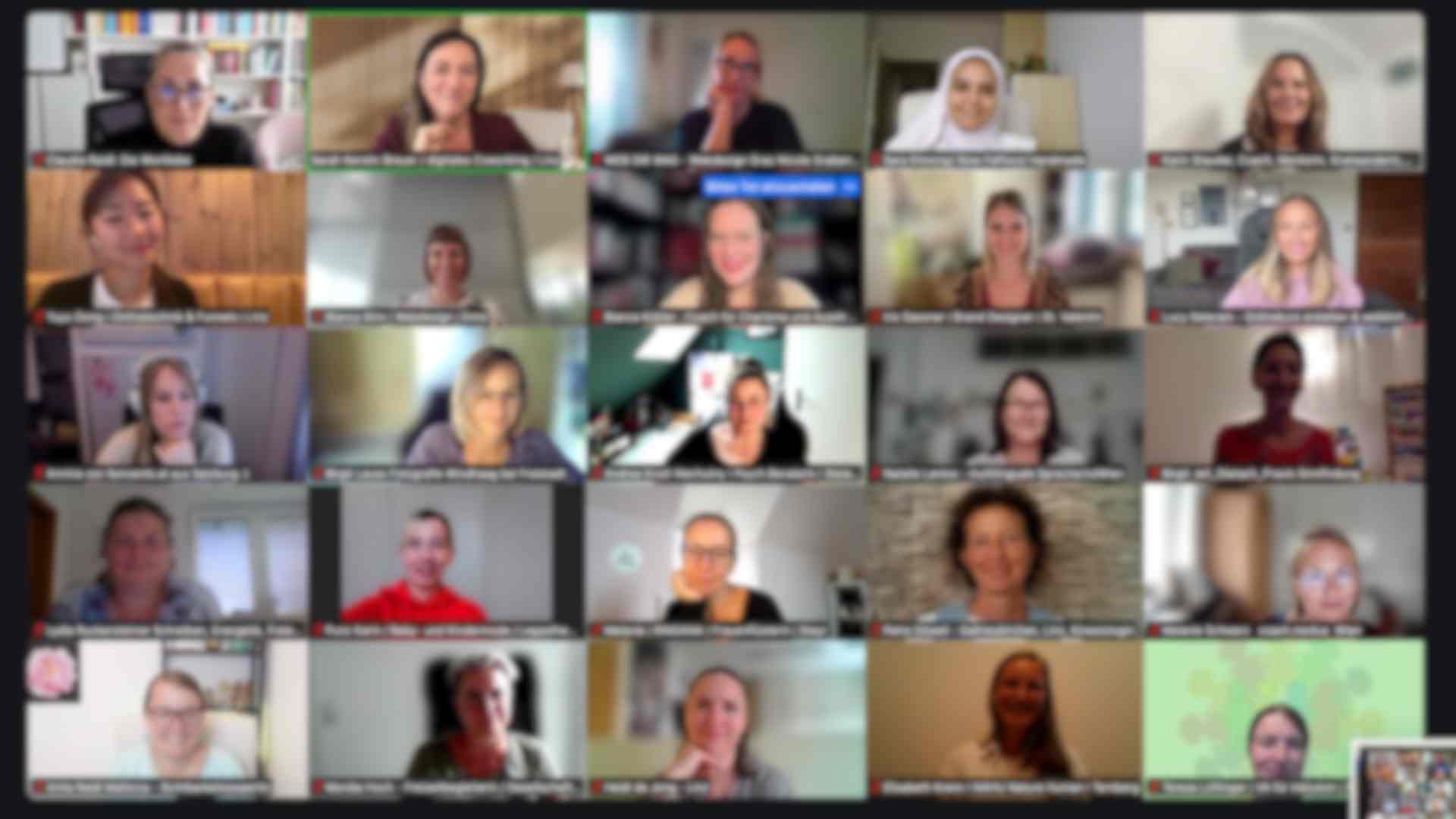 Zoomraum mit 20 Teilnehmerinnen