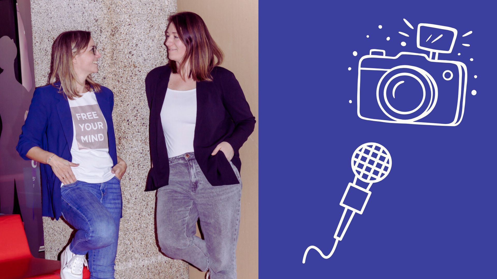 Birgit und Sarah lehnen an der Wand